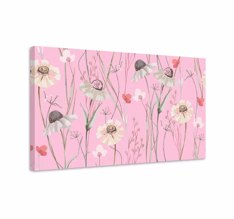 Dipinto con fiori e piante motivo floreale delicato - TenStickers