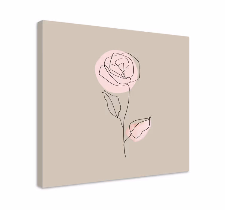 Dipinto con fiori e piante linea elegante rosa - TenStickers