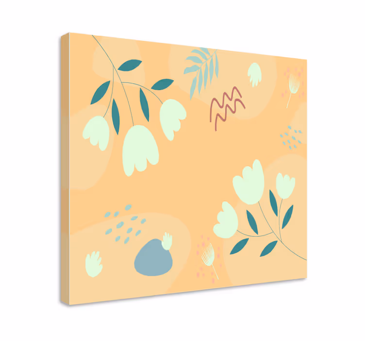 Dipinto con fiori e piante motivi floreali a foglia - TenStickers