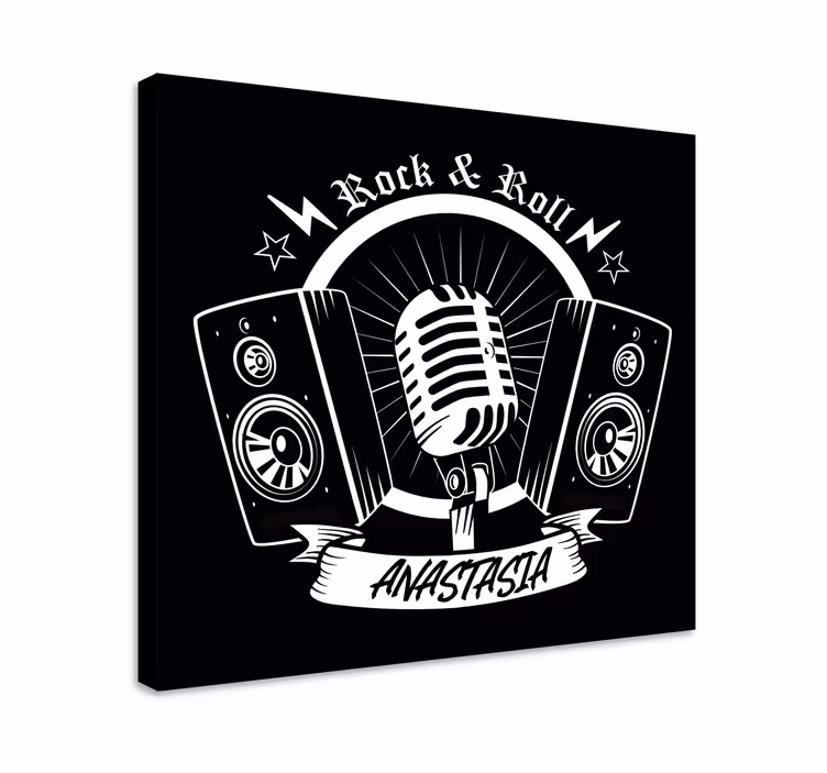 Dipinto musicale design microfono retrò - TenStickers