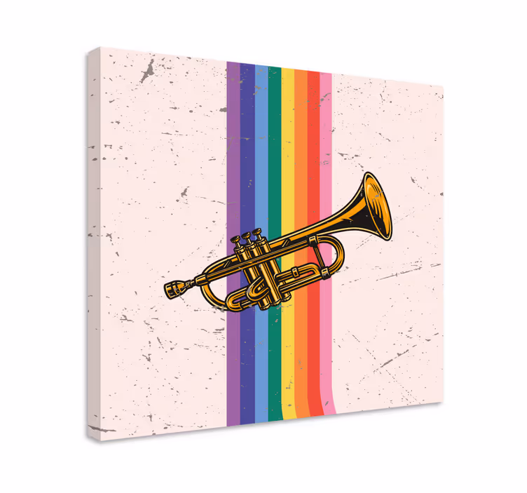 Dipinto musicale tromba con linee - TenStickers