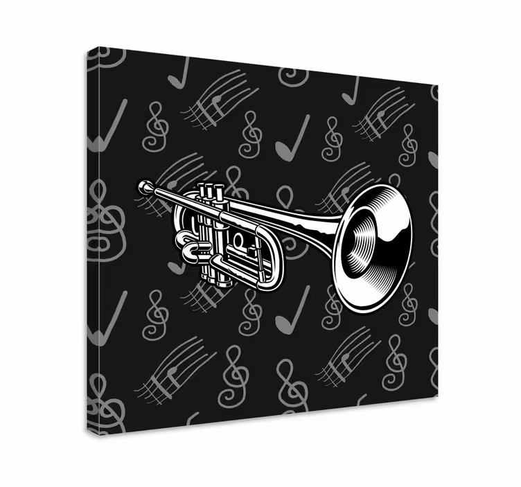 Dipinto musicale tromba in ottone musicale - TenStickers