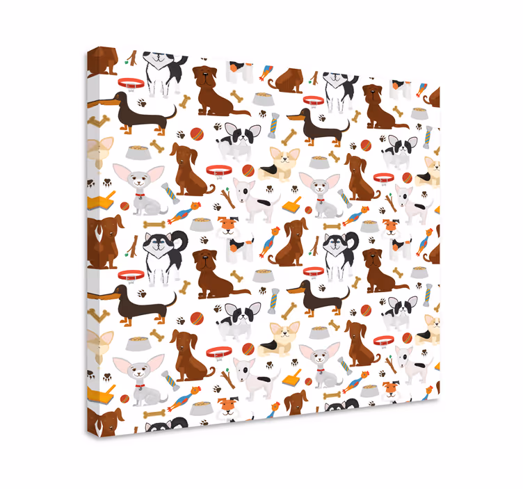 Dipinto cane abbinamento di cuccioli giocosi - TenStickers