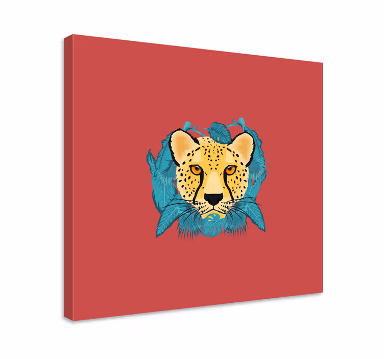Cornice quadro con animali e insetti ghepardo con foliame - TenStickers