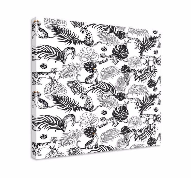 Dipinto animali giungla in bianco e nero - TenStickers