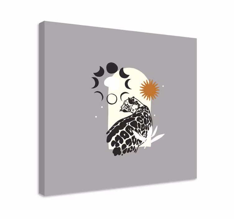 Dipinto con elefanti giaguari e elementi celesti - TenStickers