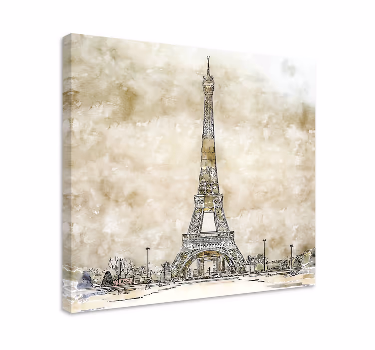 Dipinto città e paesi schizzo torre eiffel - TenStickers