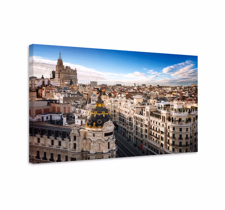 Dipinto città e paesi vista skyline di madrid - TenStickers