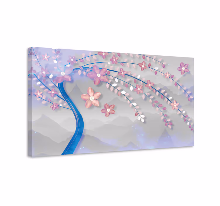 Dipinto con fiori e piante ramo di fiori di ciliegio - TenStickers