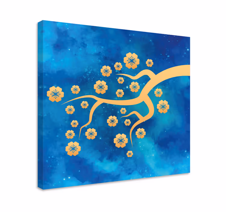Dipinto con fiori e piante ramo di albero in fiore - TenStickers