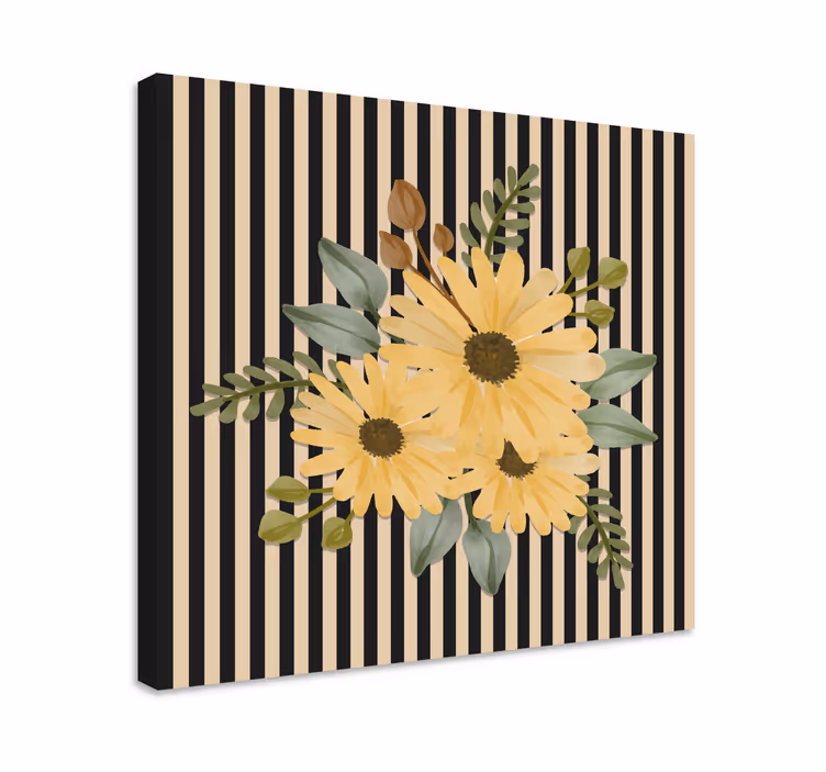 Dipinto con fiori e piante composizione floreale soleggiata - TenStickers