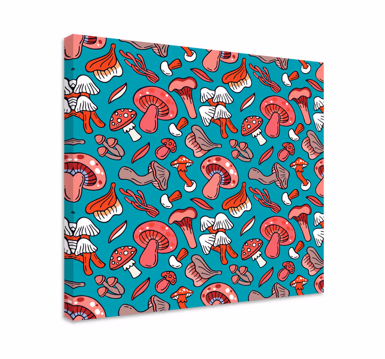 Dipinto con fiori e piante motivo funghi colorati - TenStickers