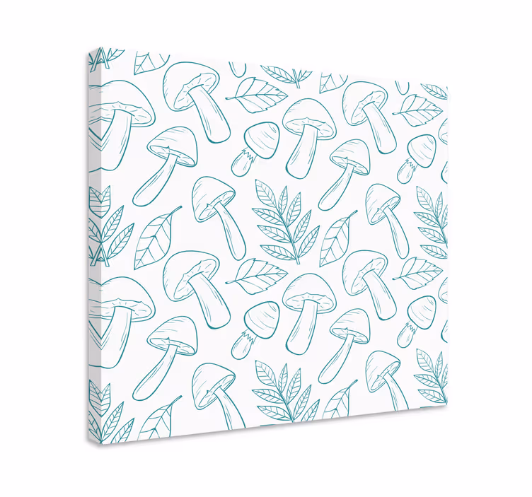 Dipinto con fiori e piante a motivi di funghi e foglie - TenStickers