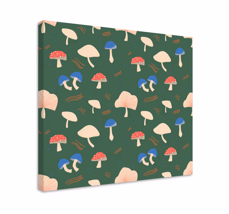 Dipinto con fiori e piante a motivi fungini - TenStickers
