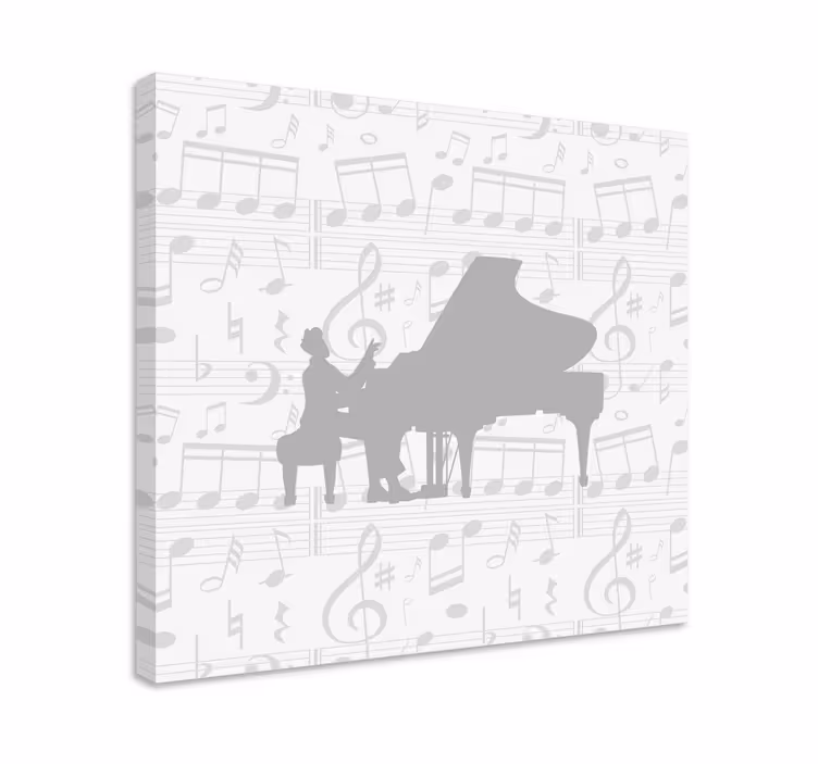 Dipinto musicale silhouette di melodie per pianoforte - TenStickers