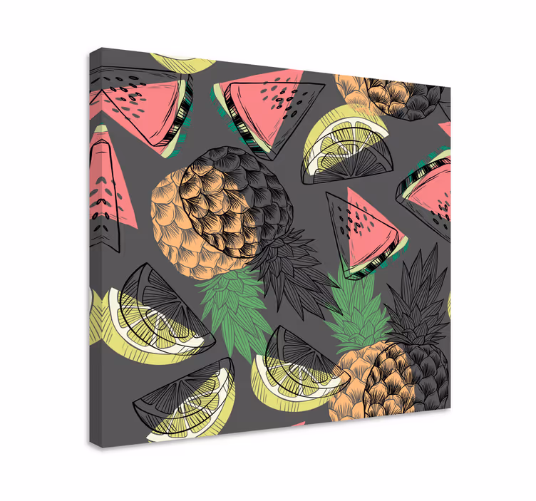 Dipinto con frutta e natura morta ananas tropicale - TenStickers