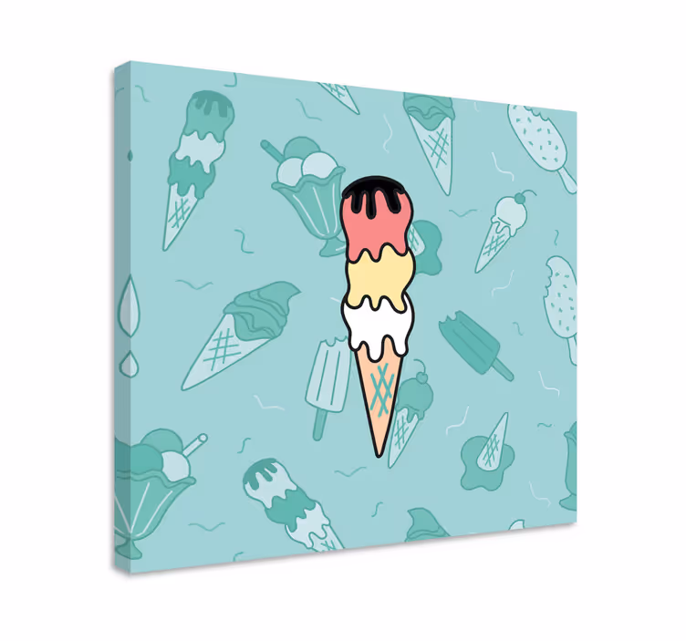 Dipinto rustico delizia con cono gelato - TenStickers