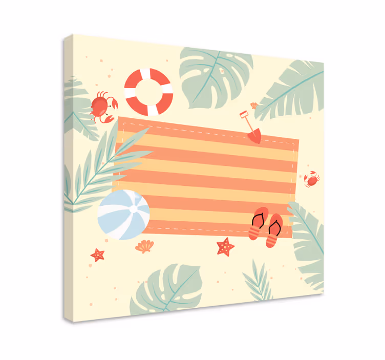 Dipinto con fiori e piante elementi di scena marittima - TenStickers