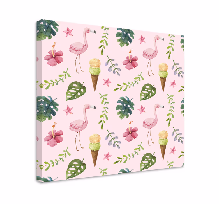 Dipinto mosaico fenicotteri e gelato - TenStickers