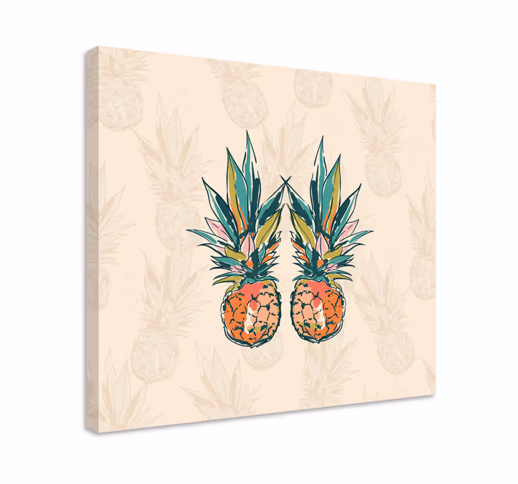 Dipinto con frutta e natura morta ananas tropicale duo - TenStickers