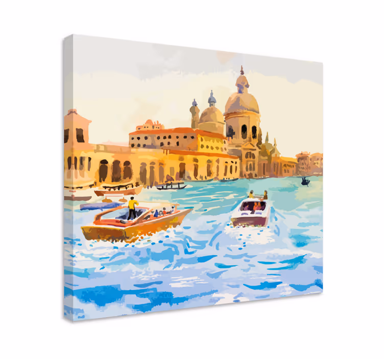 Dipinto città e paesi esplorazione delle vie d'acqua - TenStickers