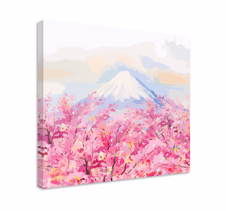 Dipinto con fiori e piante fiore di monte fuji - TenStickers