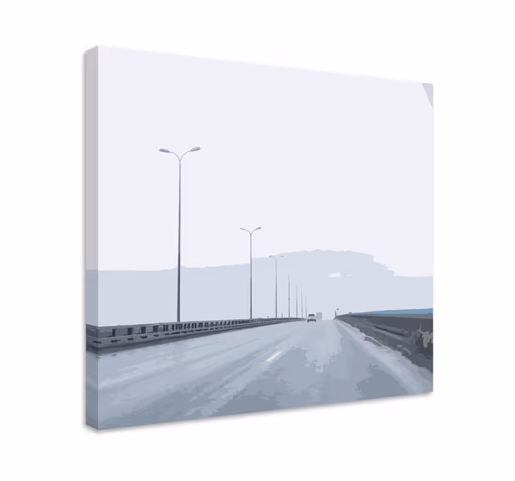 Dipinto città e paesi vista autostradale urbana - TenStickers