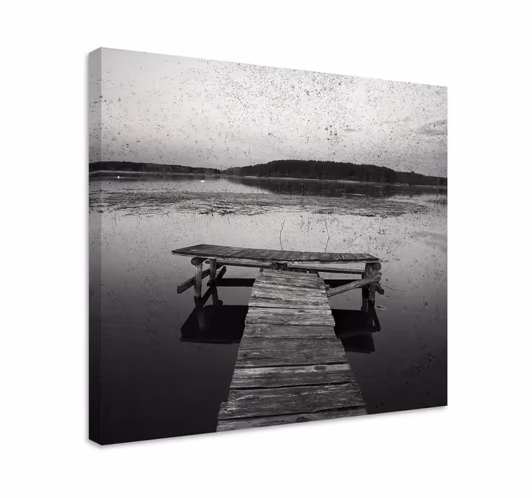 Dipinto di paesaggio molo sereno al lago - TenStickers