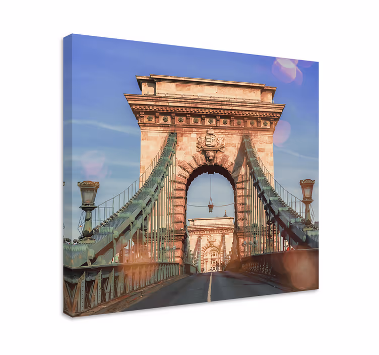 Dipinto città e paesi vista del ponte delle catene - TenStickers