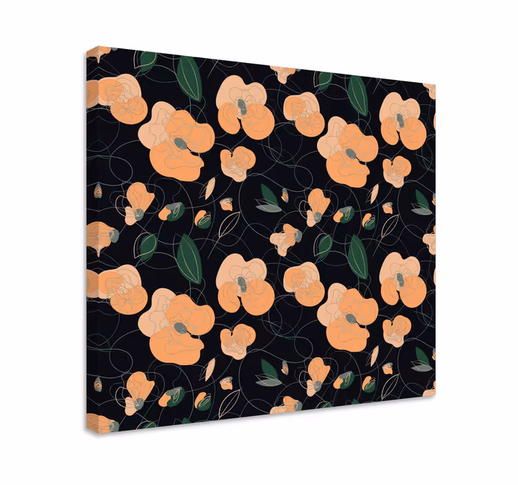 Dipinto con fiori e piante motivo floreale elegante - TenStickers