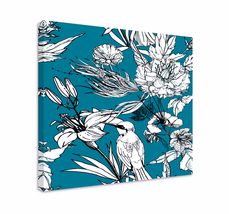 Dipinto con uccelli tra i fiori - TenStickers