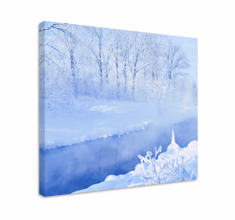 Dipinto di paesaggio vista di un ruscello in inverno - TenStickers