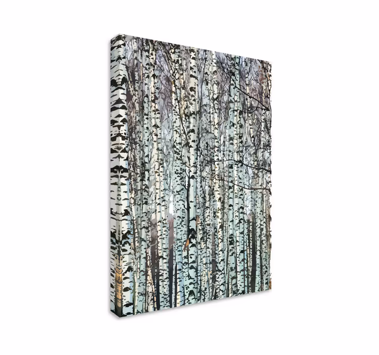 Dipinto alberi serenità della foresta di betulle - TenStickers
