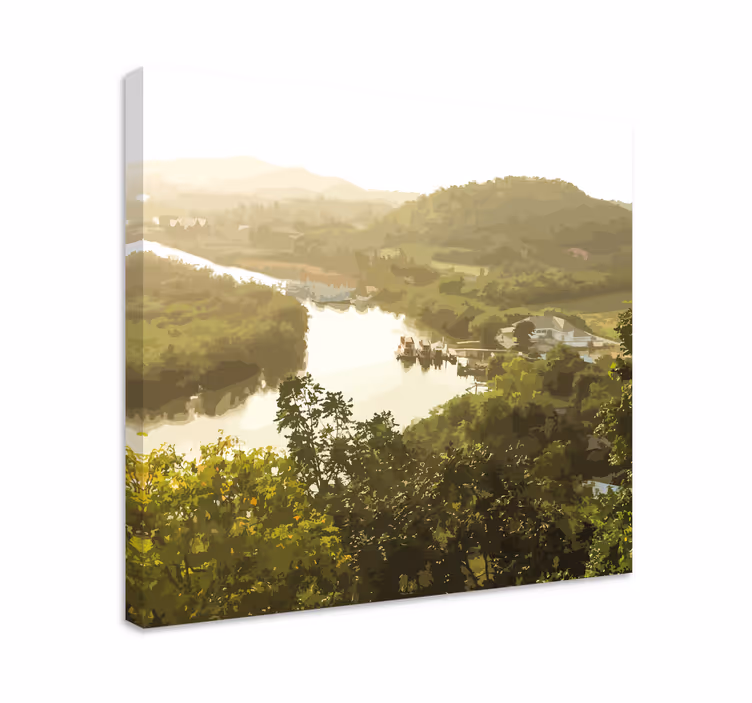 Dipinto di paesaggio vista serena sul fiume - TenStickers