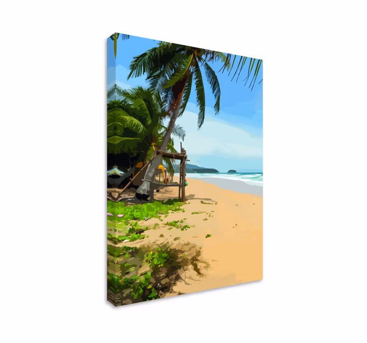 Dipinto di paesaggio scena di spiaggia tropicale - TenStickers