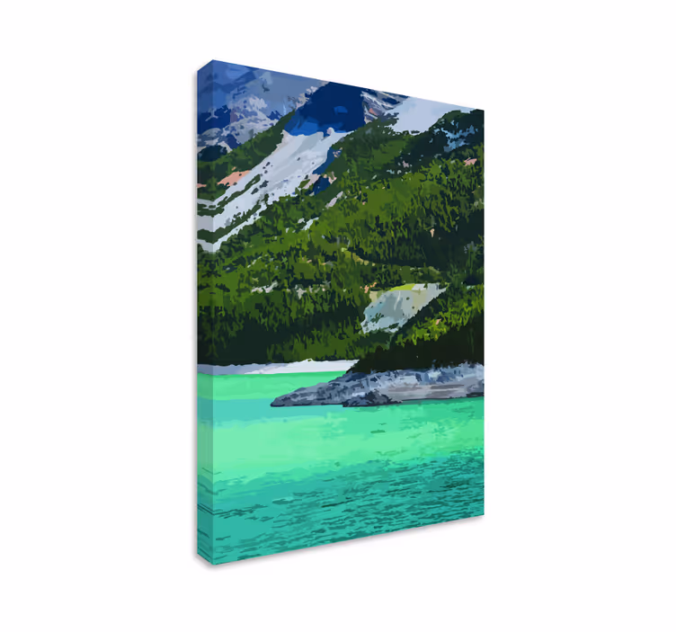 Dipinto di paesaggio vista serena sulle montagne - TenStickers
