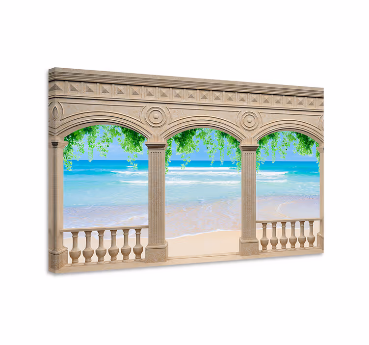 Dipinto di paesaggio vista dell'arco sul mare - TenStickers