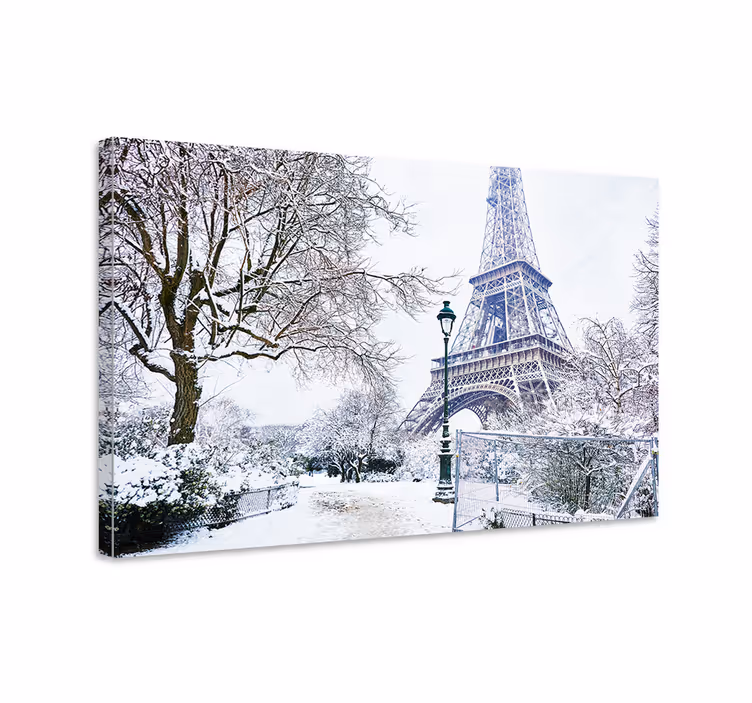 Dipinto città e paesi torre eiffel inverno - TenStickers
