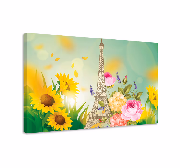 Dipinto con fiori e piante torre eiffel floreale - TenStickers