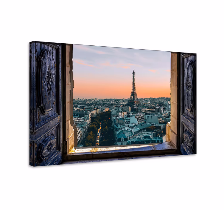 Dipinto città e paesi vista torre eiffel - TenStickers