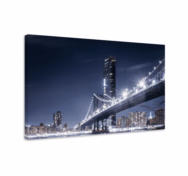 Dipinto città e paesi luci del ponte di brooklyn - TenStickers