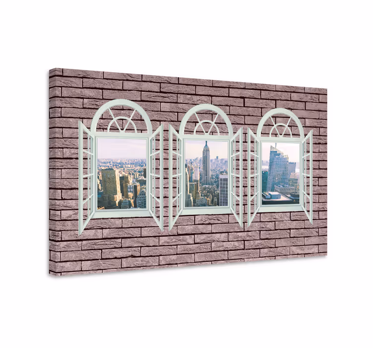 Dipinto città e paesi vista elegante della città - TenStickers