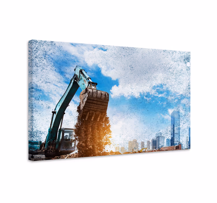 Dipinto città e paesi escavatore paesaggio urbano - TenStickers