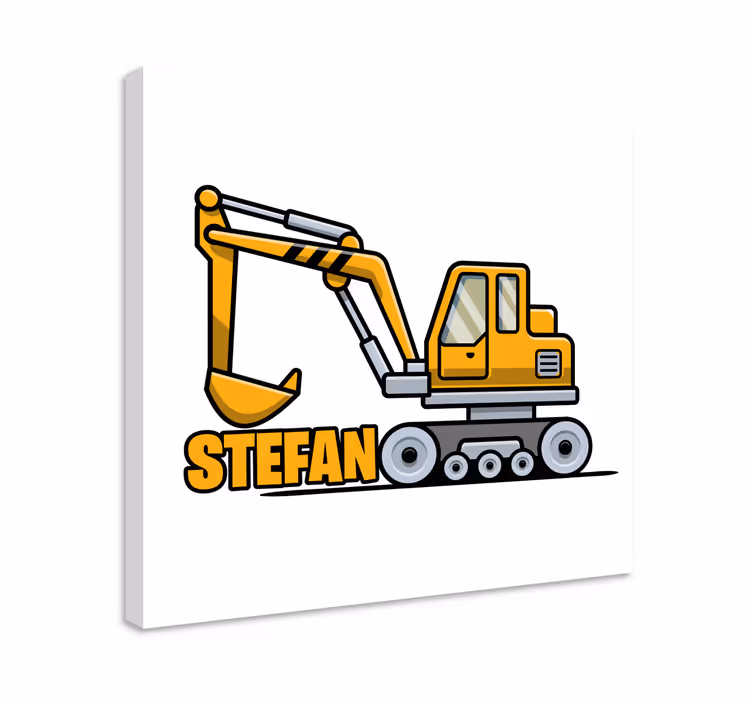 Dipinto con testo design di macchina escavatrice - TenStickers