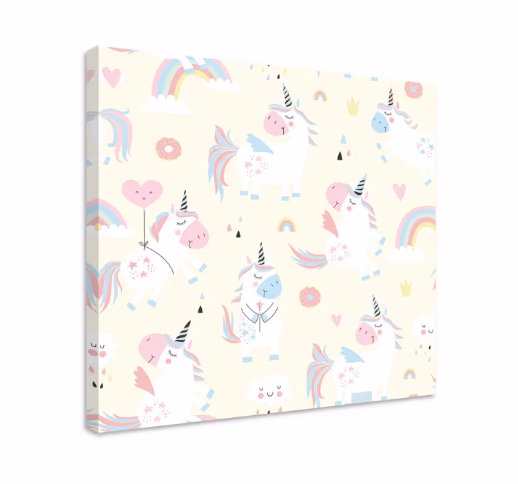 Dipinto unicorno modello di unicorni giocosi - TenStickers