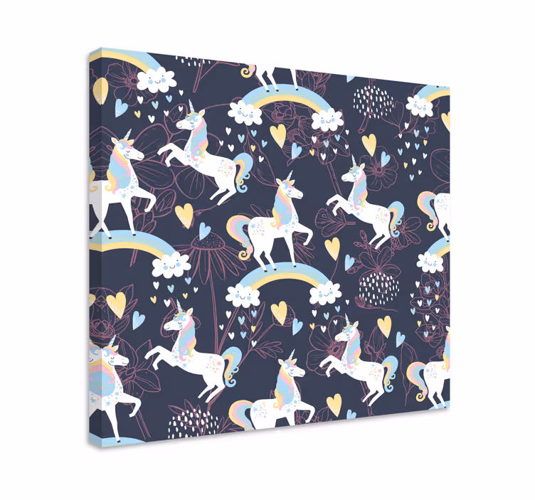 Dipinto unicorno incantevoli unicorni che giocano - TenStickers