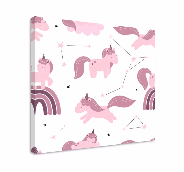 Dipinto unicorno disegni rosa con stelle - TenStickers