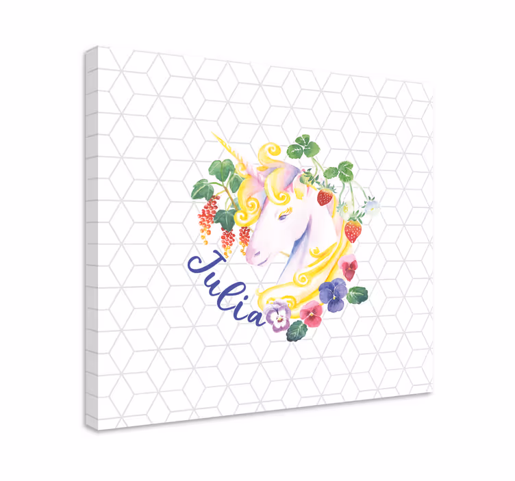 Dipinto unicorno composizione floreale unicorno - TenStickers