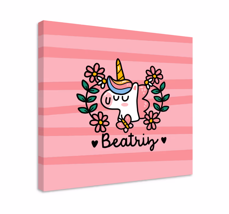 Dipinto unicorno floreale carino - TenStickers