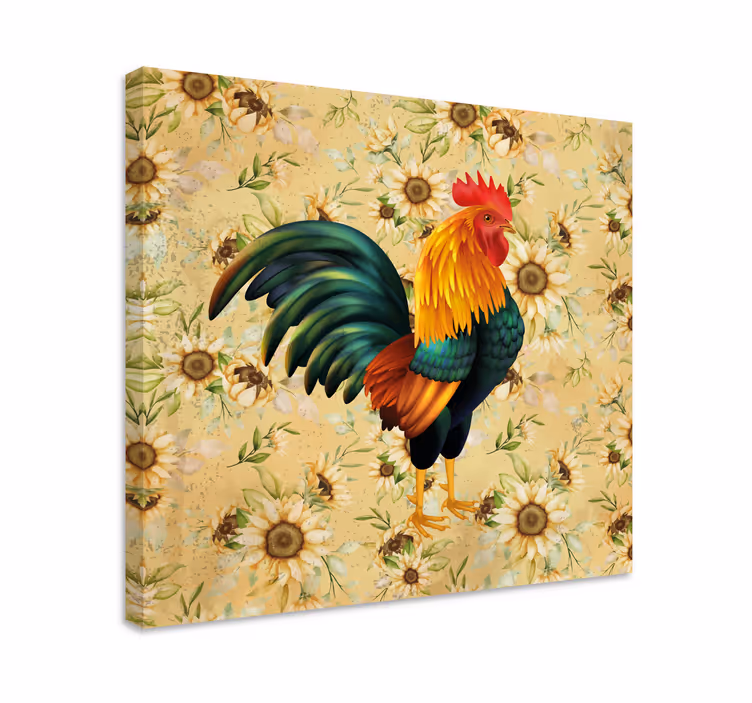 Dipinto con uccelli ritratto di gallo vivace - TenStickers